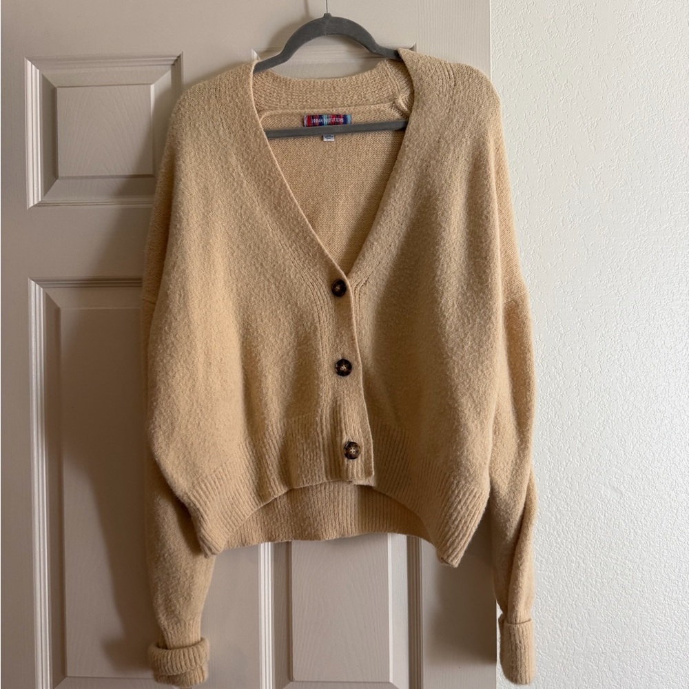 Urban Outfitters Cream Button-Up V-Neck Cardigan